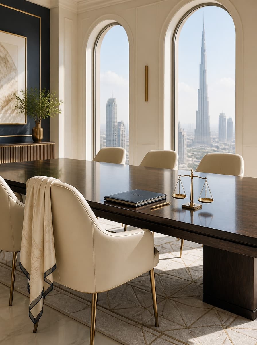 Elegant executive boardroom in a Dubai tower